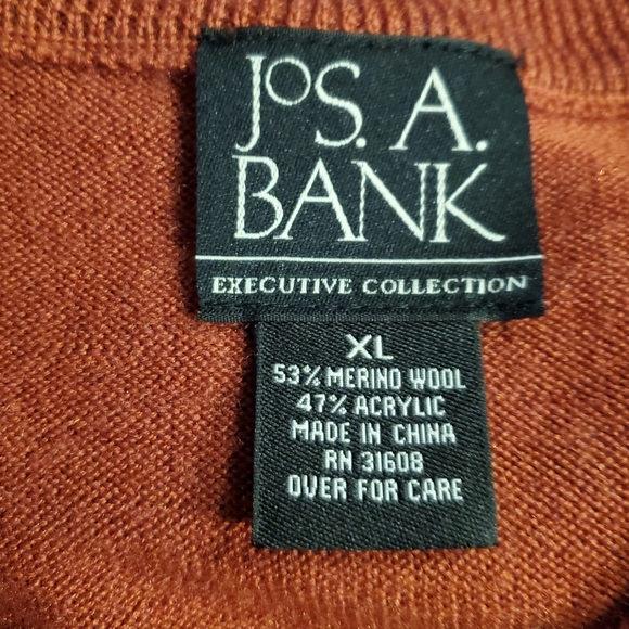 Jos. A. Bank V-Neck Sweater in Burnt Orange Size Xl - Picture 2 of 5